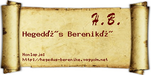 Hegedűs Bereniké névjegykártya